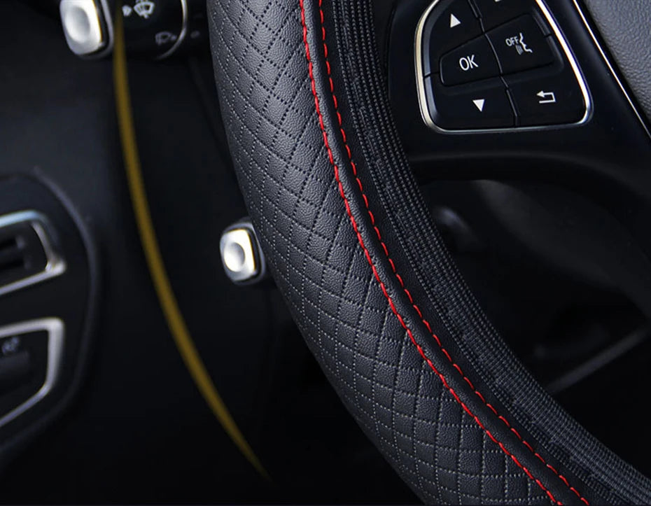 Universal Microfiber Leather Steering Wheel Cover (37-39cm)