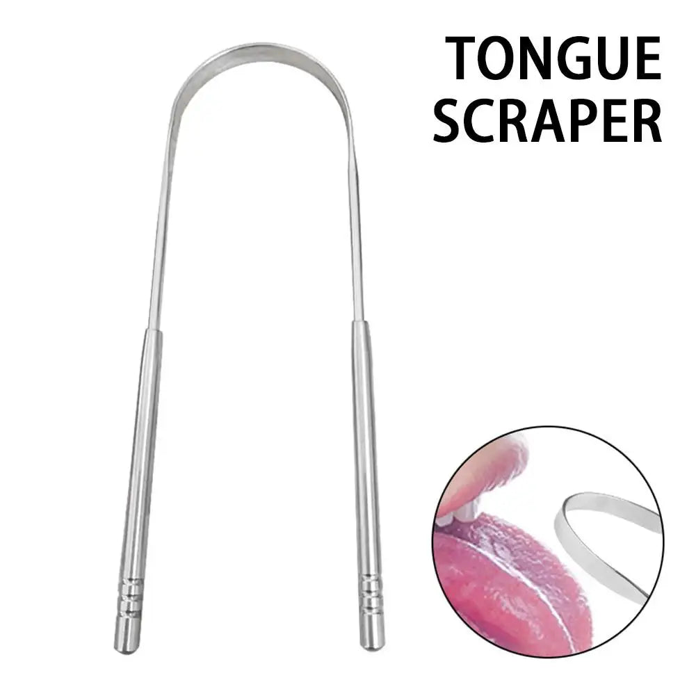 1Pcs Stainless Steel Tongue Scraper U-shaped Metal Fresh Breath Cleaning Coated Tongue Toothbrush Oral Hygiene Care Tools