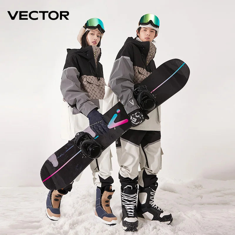 VECTOR Ski Wear Women Man Hooded Sweater Reflective Trend Ski Wear Thickened Warmth and Waterproof Ski Equipment Ski Suit Women