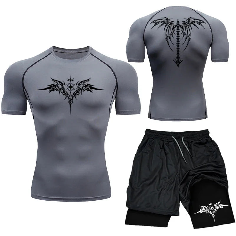Men's MMA Boxing Compression Set – Quick-Dry Rashguard & Shorts