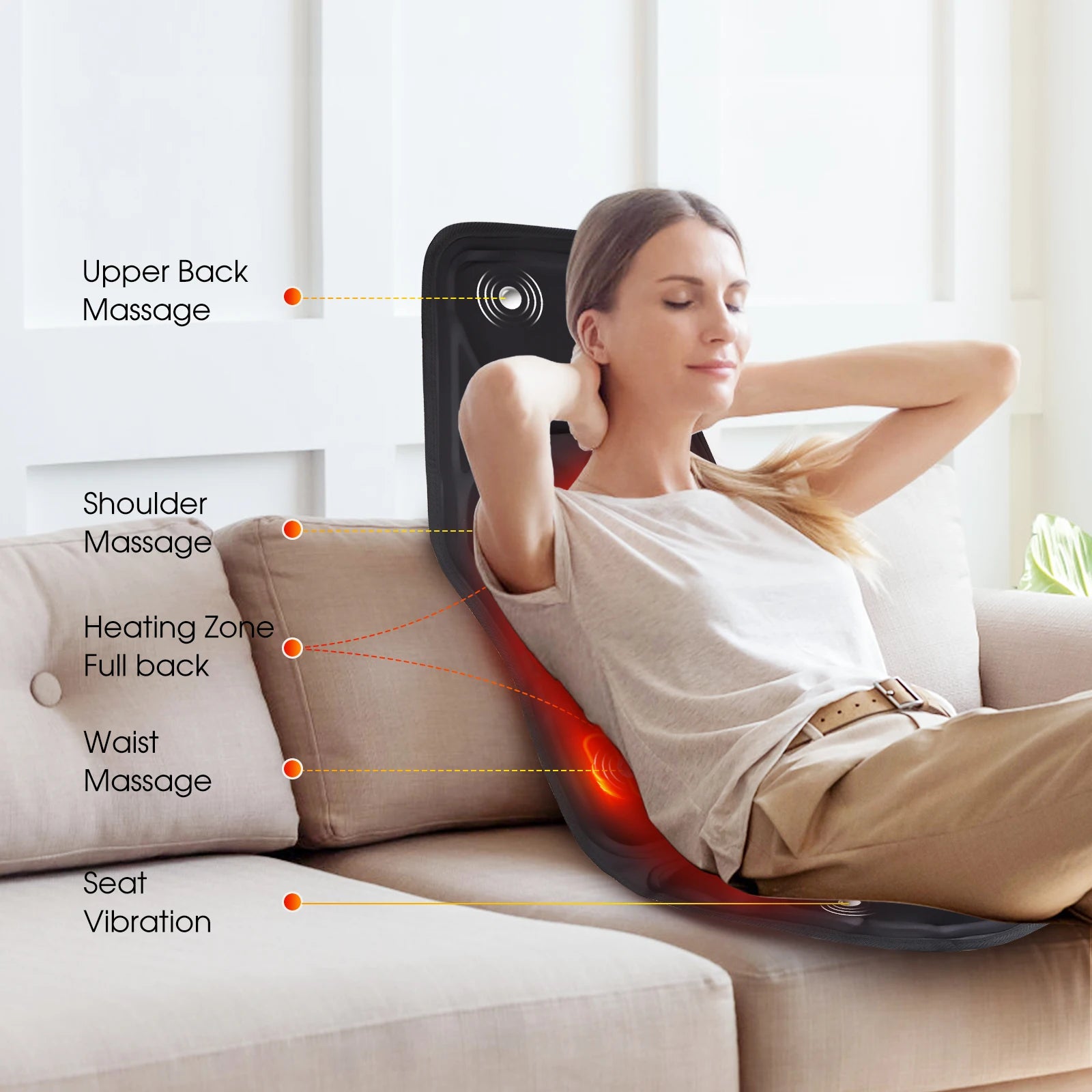 Electric Infrared Back Massager Chair Cushion – Full-Body Relief