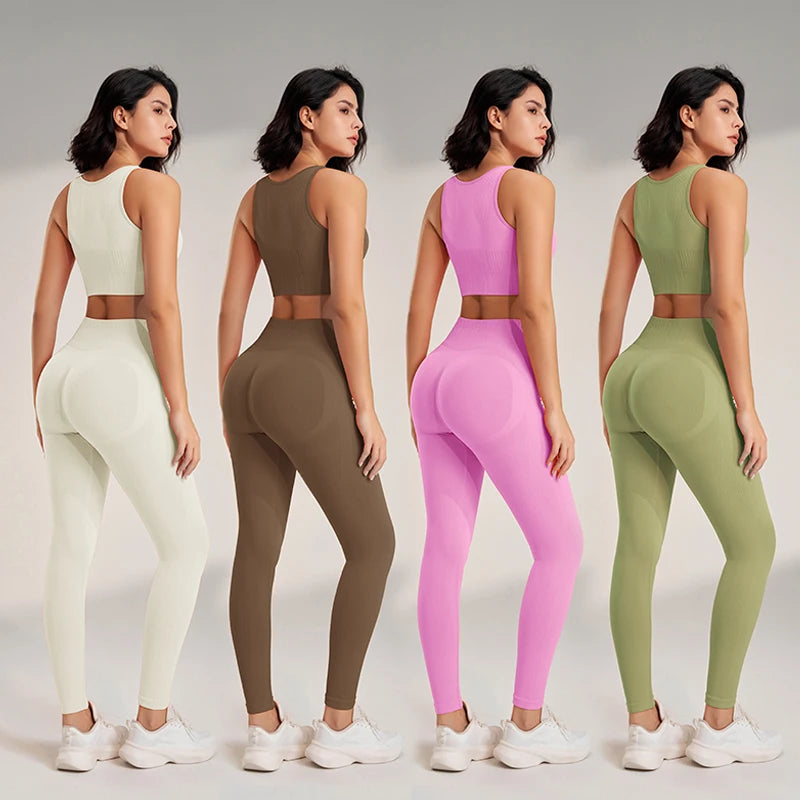 Women's Seamless Yoga Set – High-Waisted Leggings & Top