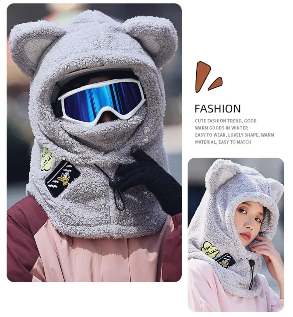 Animal Ear Ski Helmet Cover – Bear & Cat Design