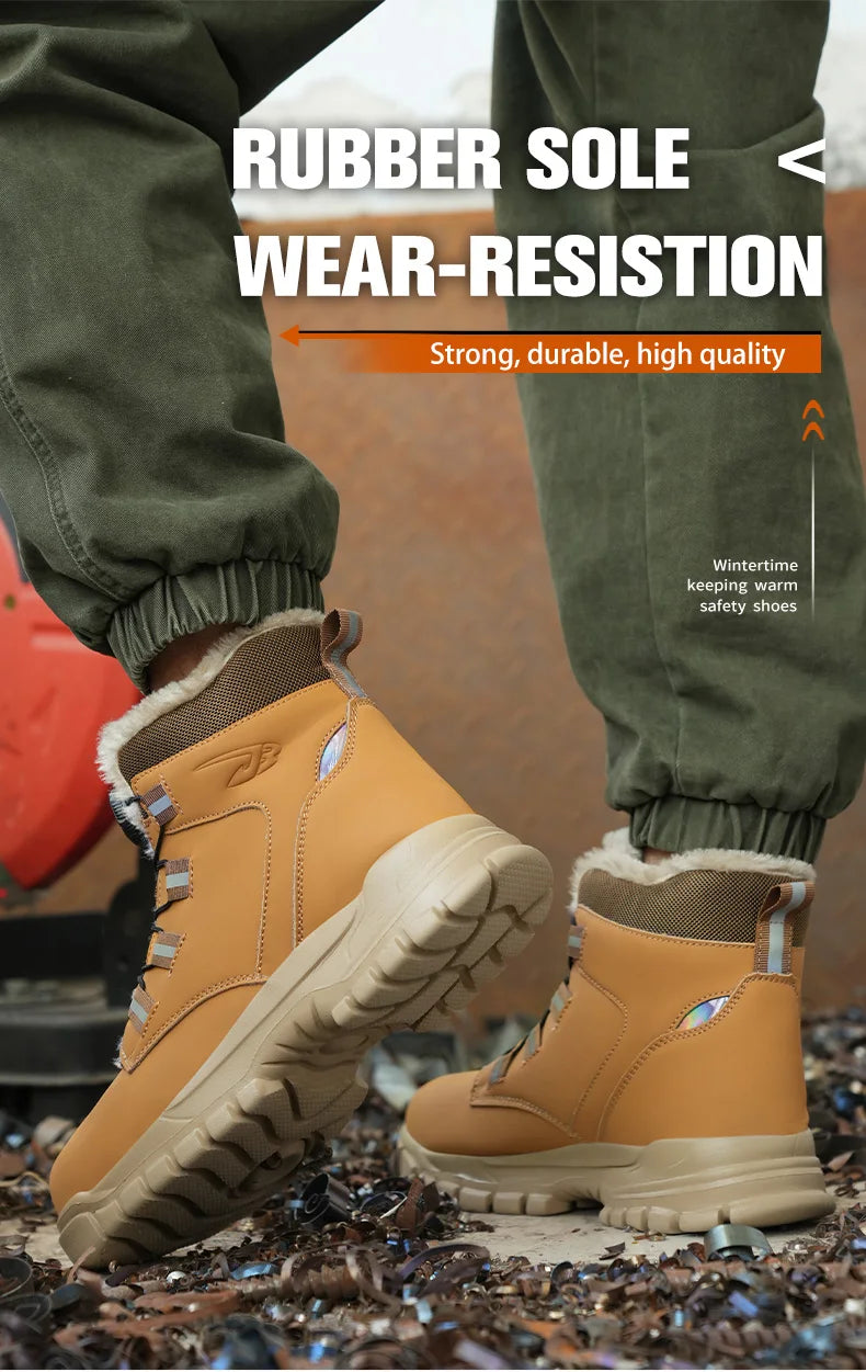 Fashion 2024 Winter Velvet Men Work Safety Shoes: