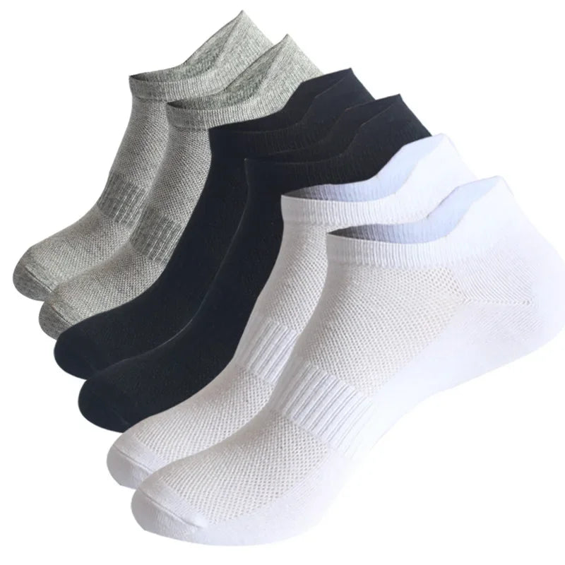 6 Pairs Unisex Plus Size Cotton Athletic Ankle Socks – Mesh Running Socks