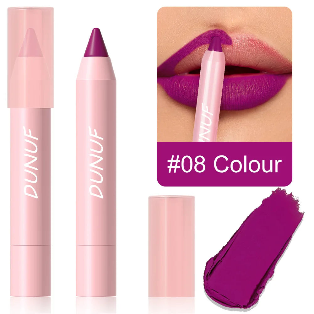 18-Colors Lipstick Pencil - Waterproof Sexy Red Matte Lip Contour Tint