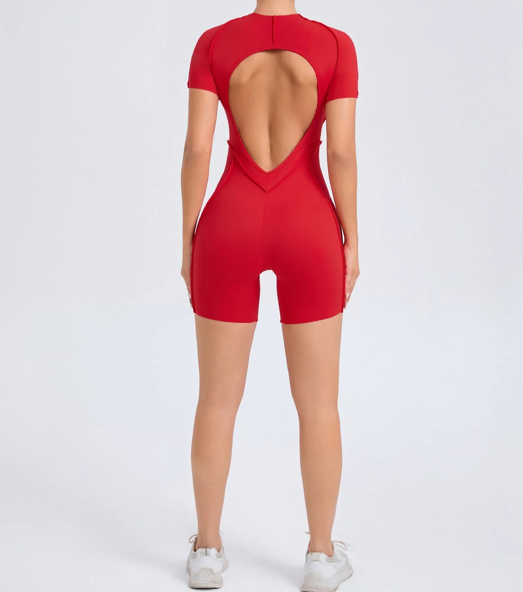 Women's Padded Sports Jumpsuit – Gym & Yoga Tracksuit (Red/Black)