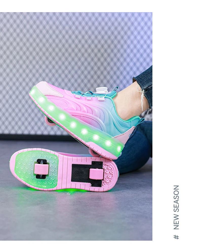 LED Light Roller Skate Shoes for Kids – Glowing Sneakers