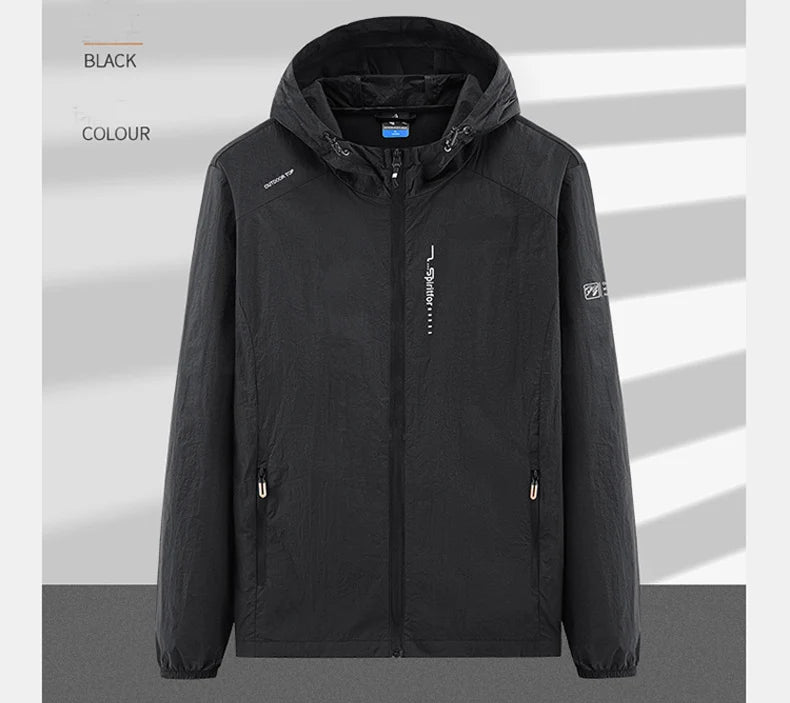 Summer Outdoor Quick Dry Sun-Protective Thin Jacket Men Hiking Fishing Cycling Hooded Gym Sport Windbreaker Ultra Light Coats