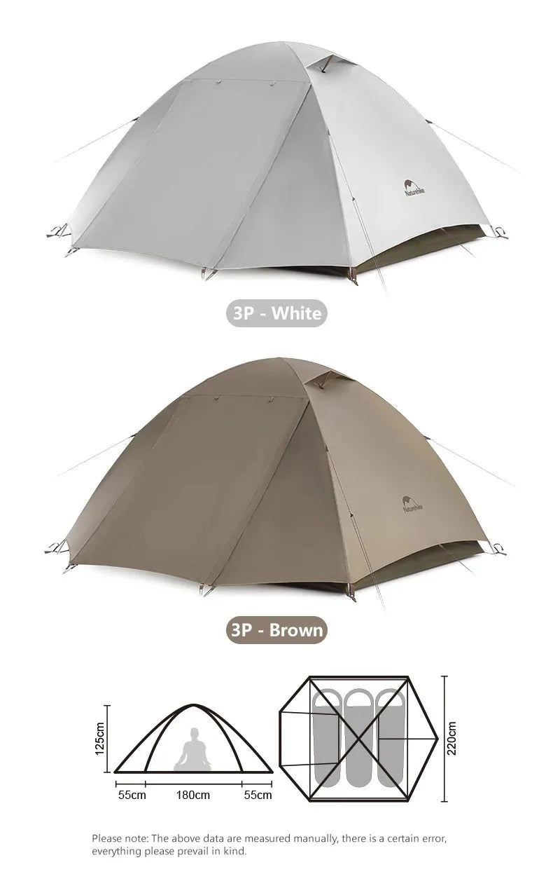 Naturehike 2-3 Person Ultralight Camping Tent – Waterproof & UPF50+ Sun Shelter