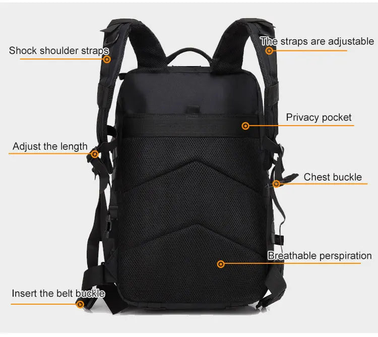 25L/35L/50L Tactical Backpack – Waterproof Outdoor Rucksack for Men