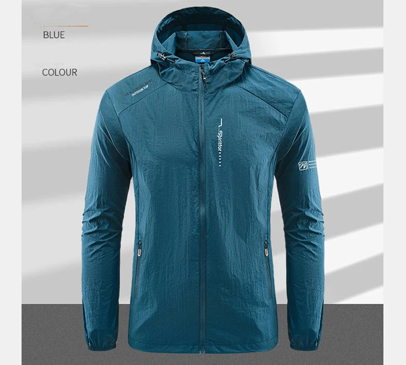 Summer Outdoor Quick Dry Sun-Protective Thin Jacket Men Hiking Fishing Cycling Hooded Gym Sport Windbreaker Ultra Light Coats