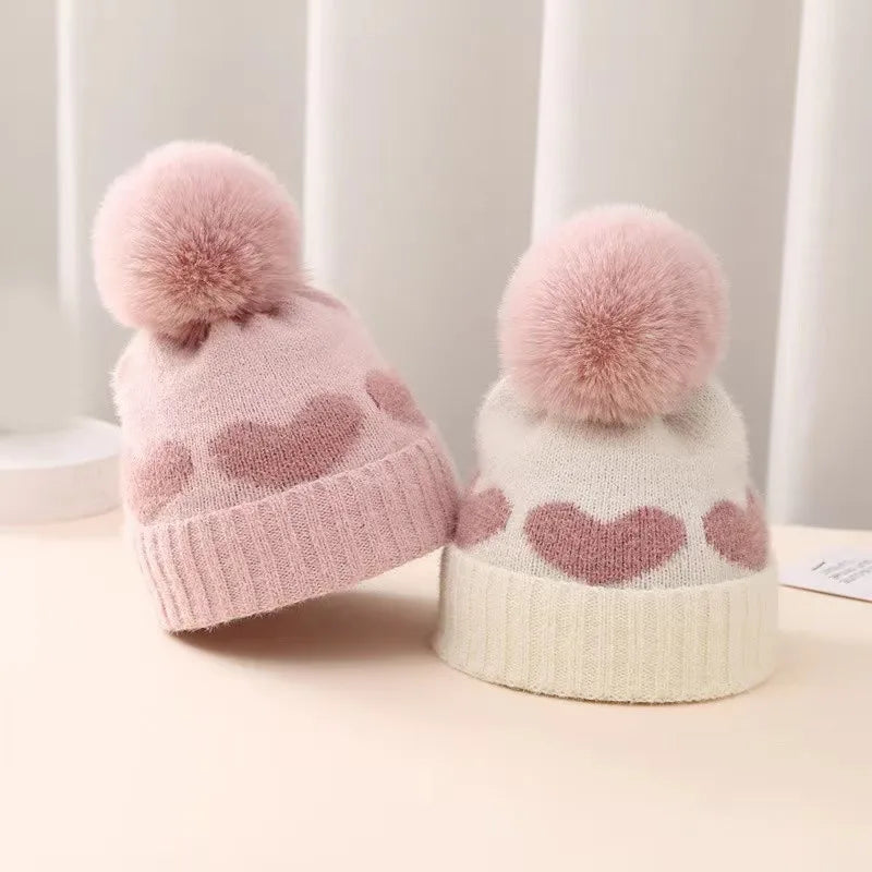 Fur Pompom Baby Hat