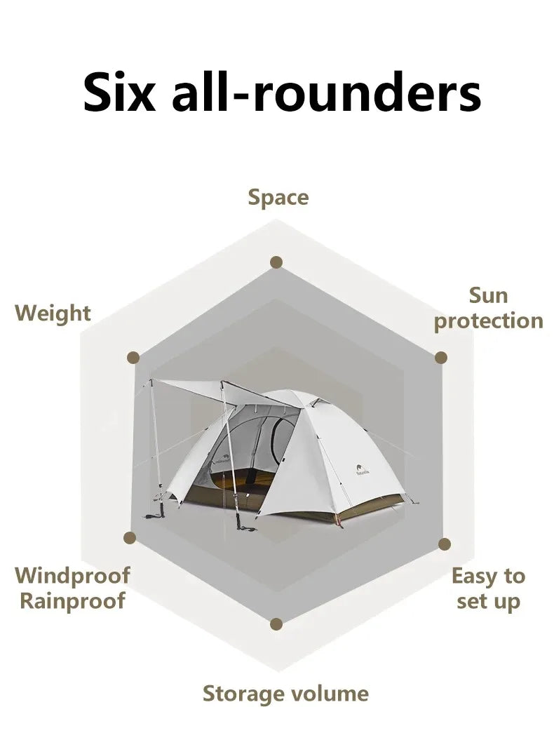 Naturehike 2-3 Person Ultralight Camping Tent – Waterproof & UPF50+ Sun Shelter