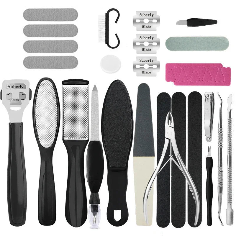 27PCS Foot Care Pedicure & Manicure Kit – Stainless Steel Callus Remover Set