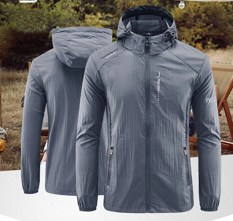 Summer Outdoor Quick Dry Sun-Protective Thin Jacket Men Hiking Fishing Cycling Hooded Gym Sport Windbreaker Ultra Light Coats