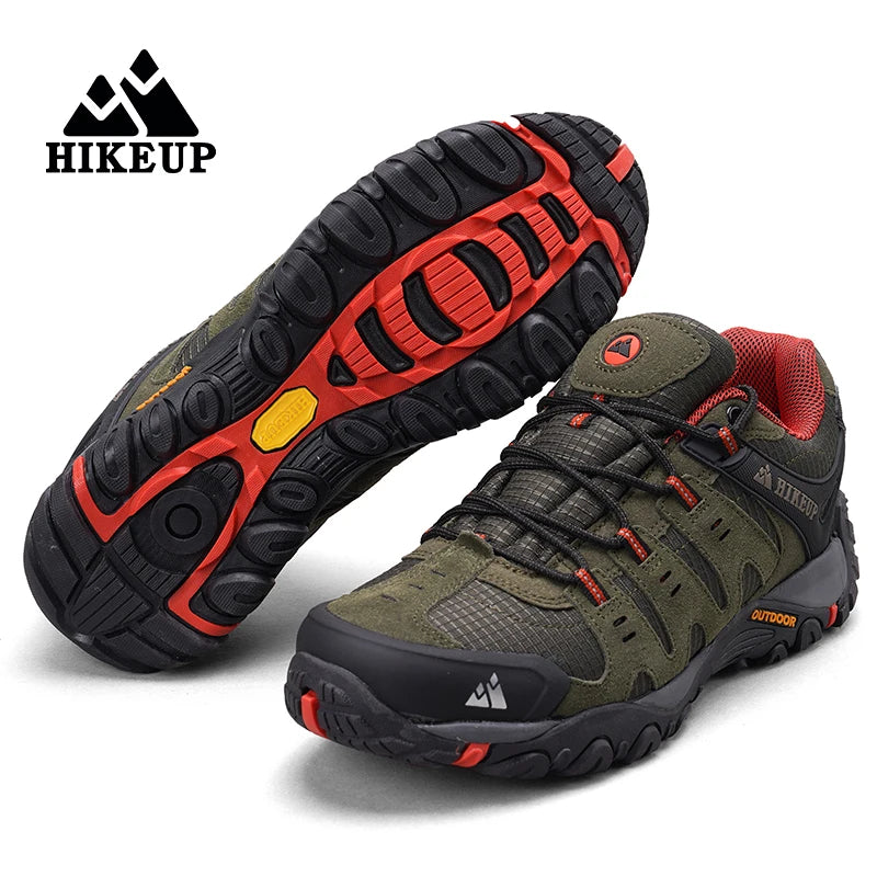 HIKEUP Men’s Suede Leather Hiking Shoes – Outdoor Trekking Sneakers