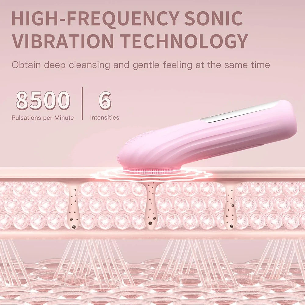 Sonic Waterproof Facial Cleansing Brush – Rechargeable & Exfoliating