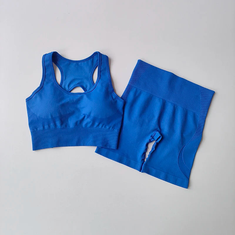 Women's Seamless Yoga Set – Sport Bra & High-Waist Shorts