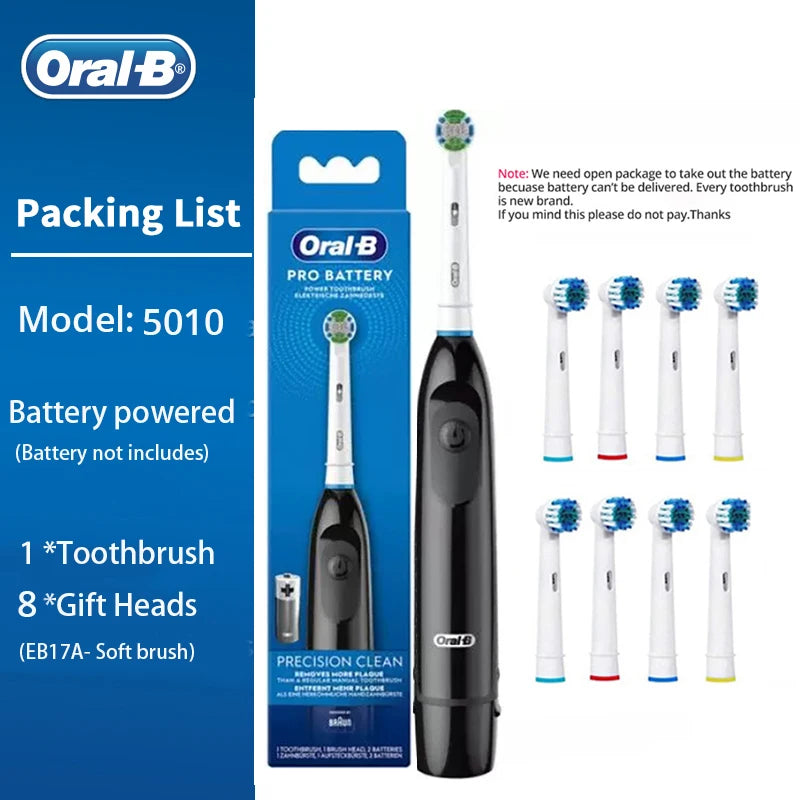 Oral B Electric Toothbrush 5010 Brush for Adult Rotation Precision Clean Teeth Soft Bristle Gum Care Teeth Brush With Refills