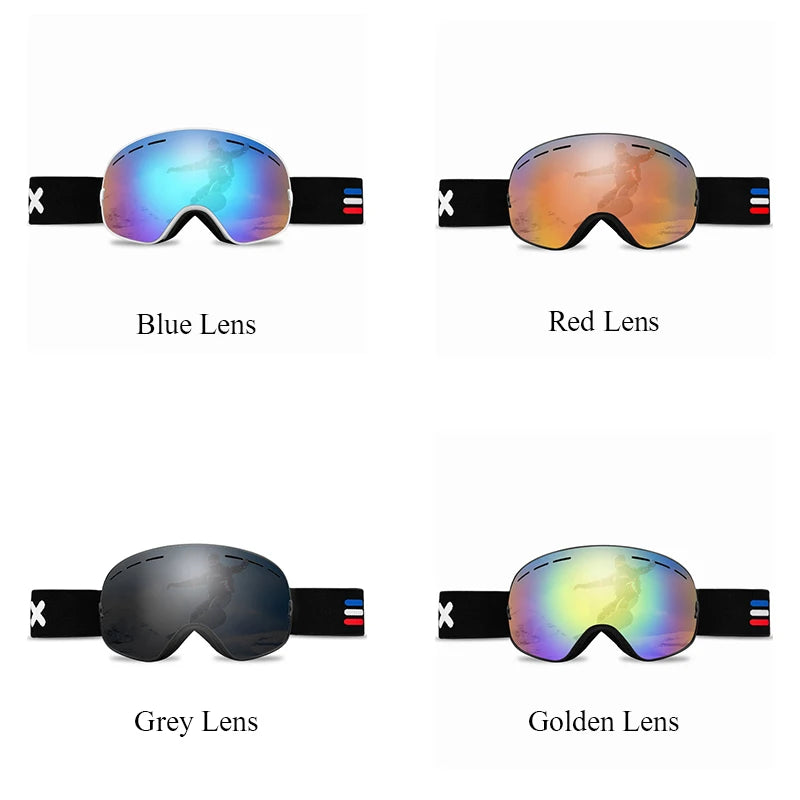 ELAX Brand Double Layers Anti-fog Ski Goggles Snowmobile Ski Mask Skiing Glasses Men Women Snow Googles Snowboard Sunglasses