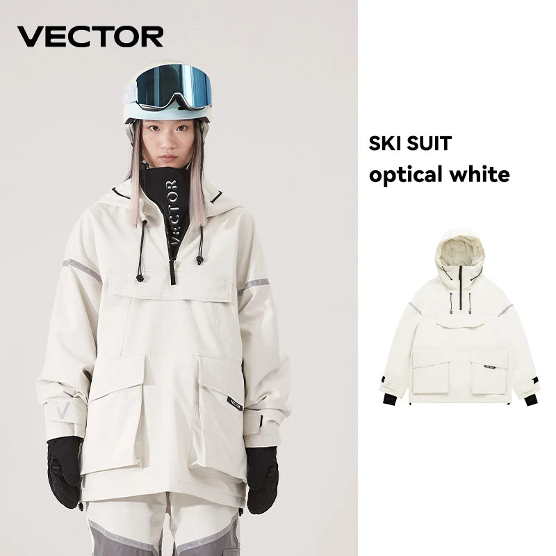 VECTOR Ski Wear Women Man Hooded Sweater Reflective Trend Ski Wear Thickened Warmth and Waterproof Ski Equipment Ski Suit Women