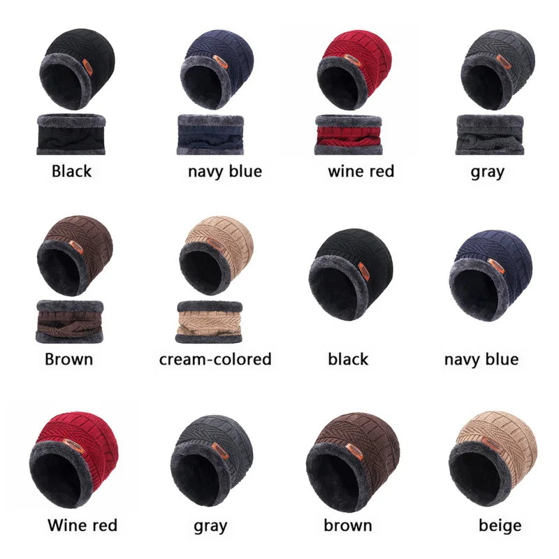 Winter Hats Knit Cap Men And Women Velvet Hat Coral Fleece Scarf Outdoor Riding Hat Warm Thickening Plus Velvet Neck Protect Cap