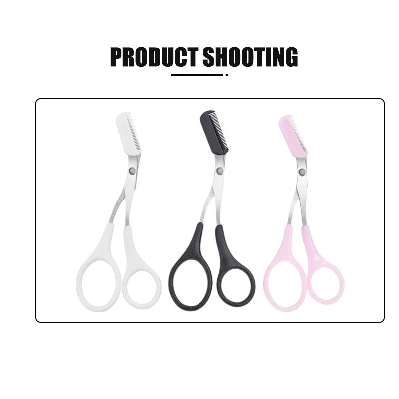 Eyebrow Trimmer Scissors with Comb – Stainless Steel Beauty Tool for Women