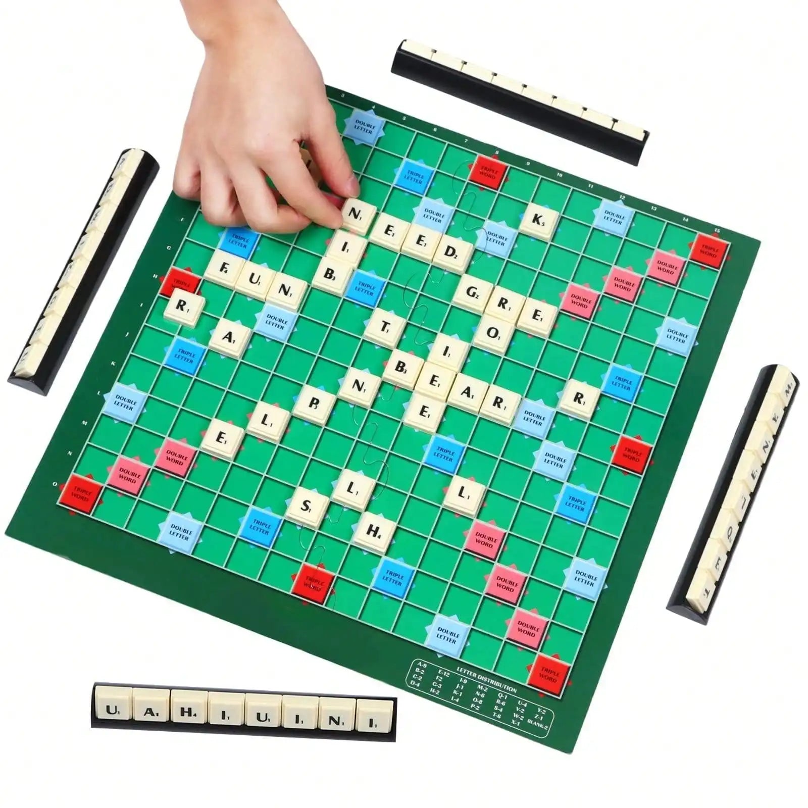 1PCS English Scrabble Solitaire – Fun Alphabet Chess & Jigsaw Board Game for 2-4 Players 🧩