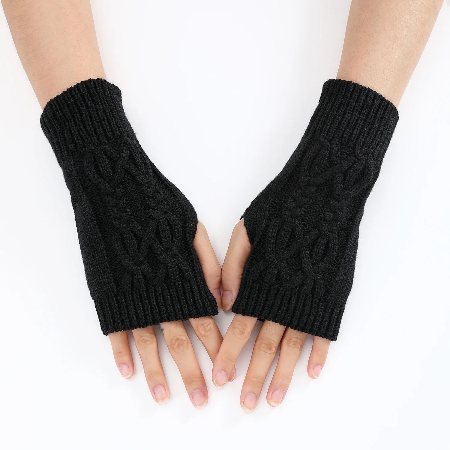 Half Finger Gloves for Women Winter Soft Warm Wool