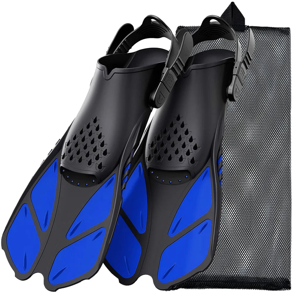 Adjustable Open-Heel Short Snorkel Fins for Adults