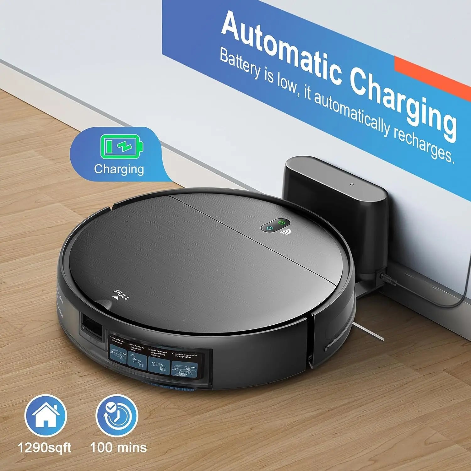 GOOVI 6000Pa Robot Vacuum Cleaner – App-Controlled with Wet Mopping & Auto Charging