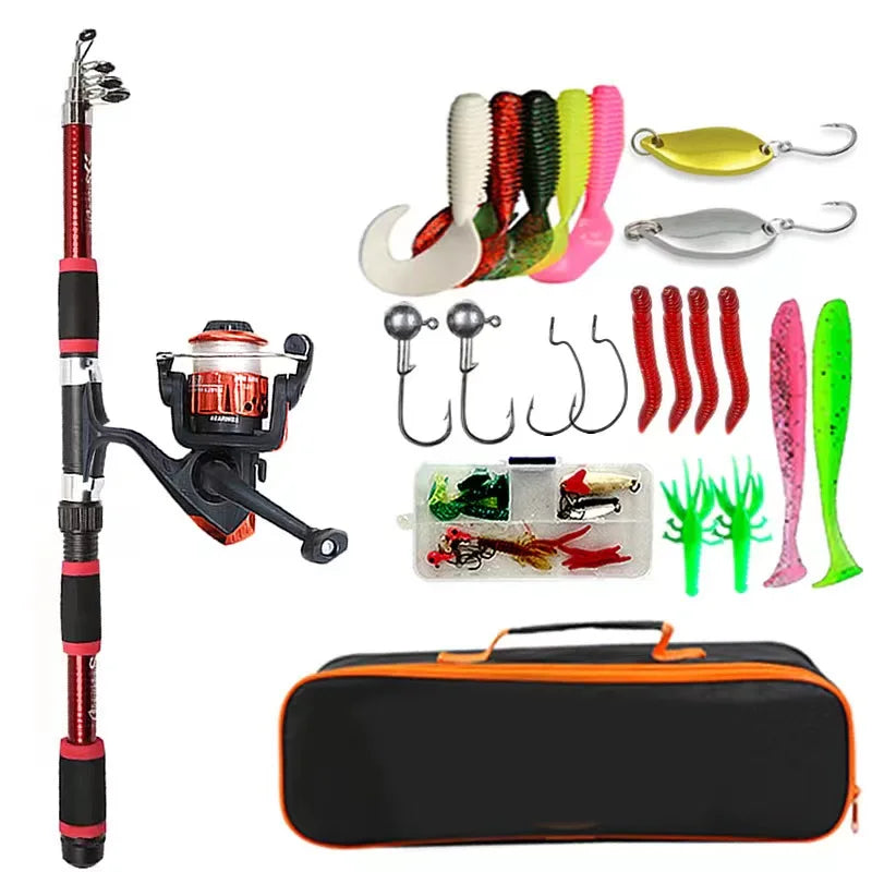 Telescopic Fishing Rod & Reel Combo Kit – Full Travel Set with Baits & Hooks