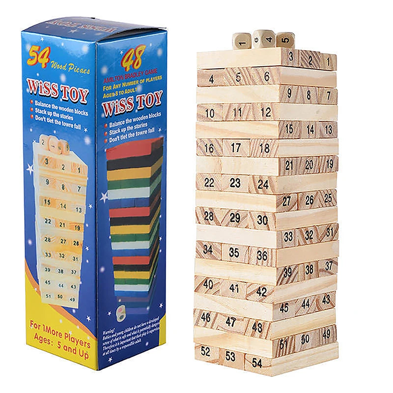 Solid Wood Stacking Tower Game – Interactive Family Puzzle Toy