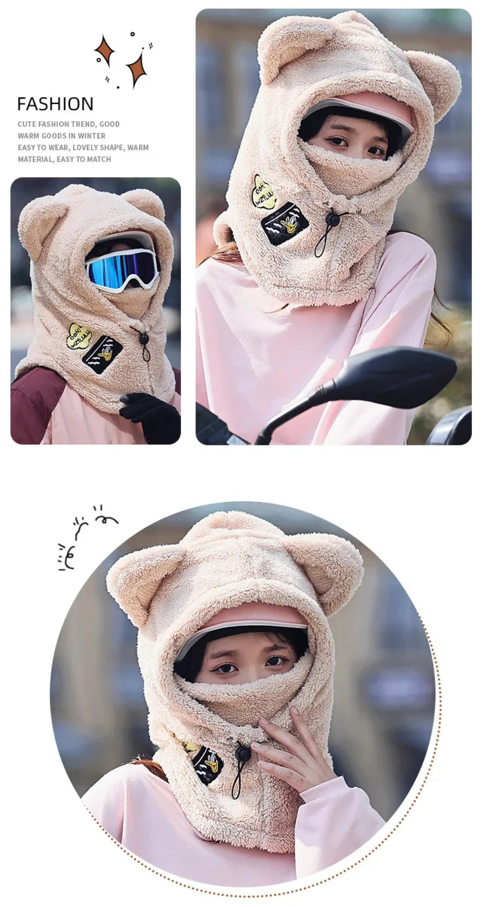 Animal Ear Ski Helmet Cover – Bear & Cat Design