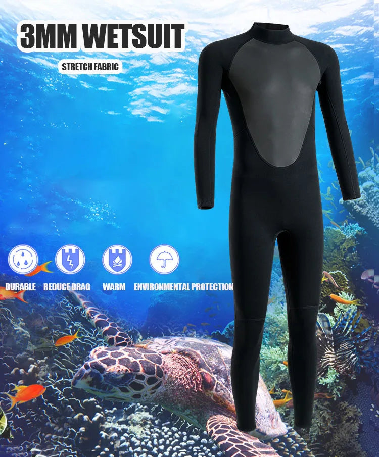 Men's 3MM Neoprene Full Wetsuit for Diving & Surfing