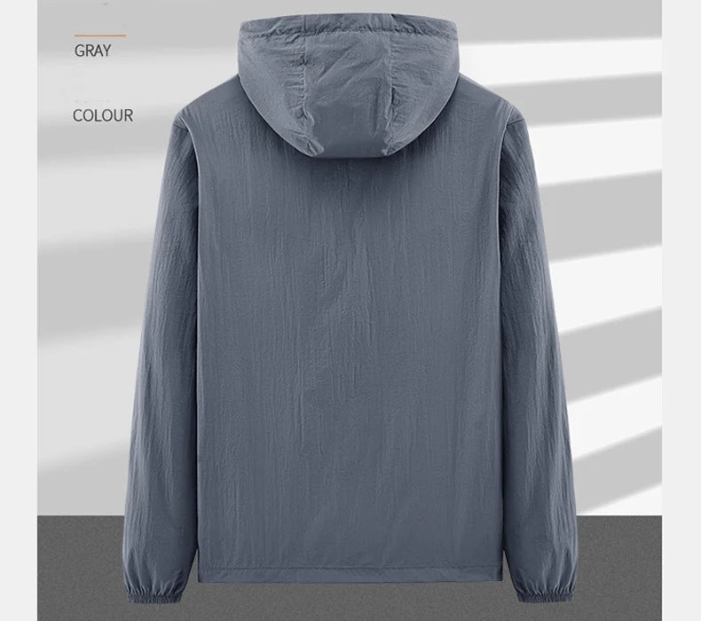 Summer Outdoor Quick Dry Sun-Protective Thin Jacket Men Hiking Fishing Cycling Hooded Gym Sport Windbreaker Ultra Light Coats