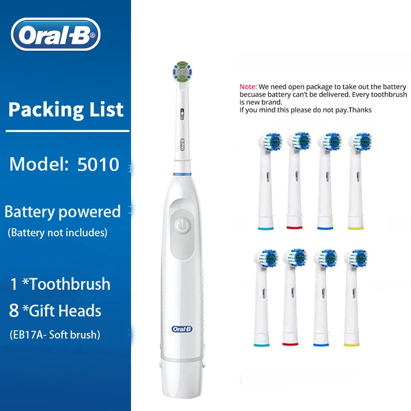 Oral B Electric Toothbrush 5010 Brush for Adult Rotation Precision Clean Teeth Soft Bristle Gum Care Teeth Brush With Refills