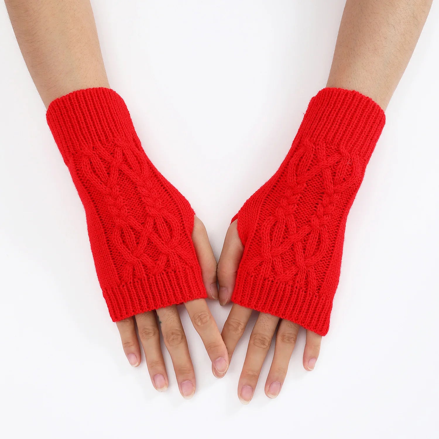 Half Finger Gloves for Women Winter Soft Warm Wool