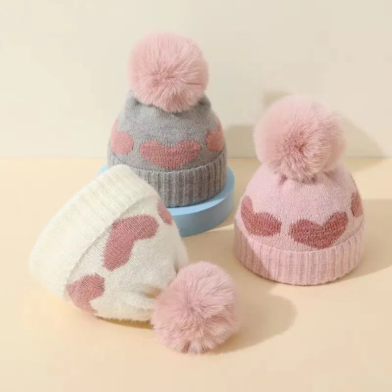 Fur Pompom Baby Hat