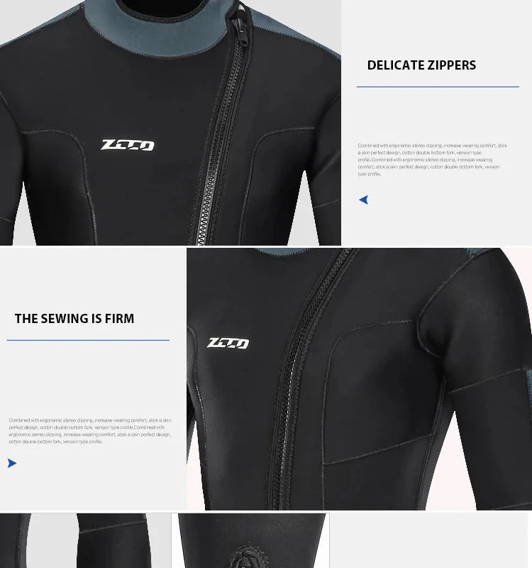 5mm Neoprene Long-Sleeve Diving Wetsuit for Men & Women