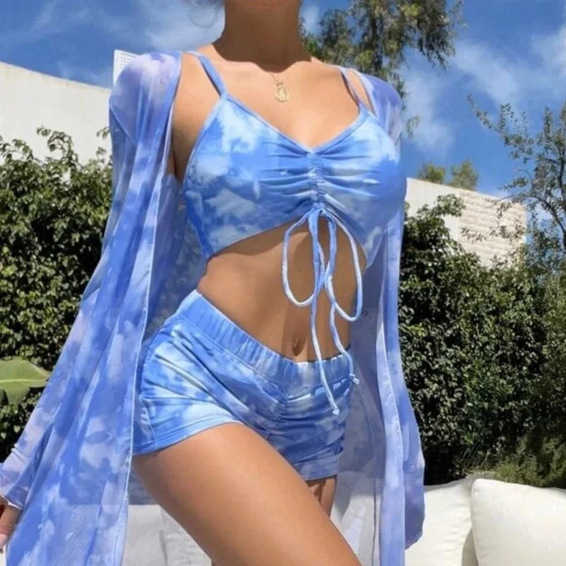 Summer Print Tankini Set – Push-Up 3-Piece Women’s Swimwear