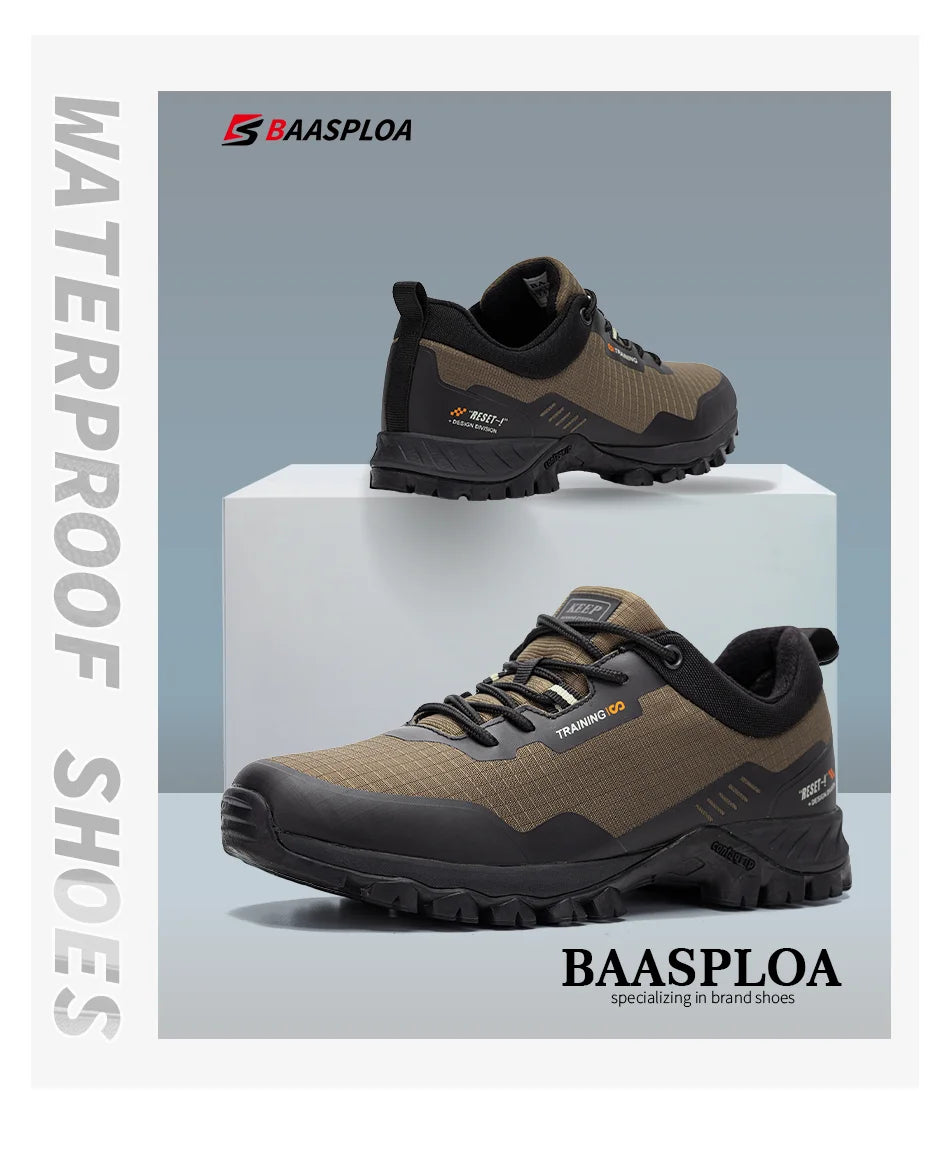 Baasploa Men's Waterproof Hiking Shoes – Anti-Skid Outdoor Sneakers