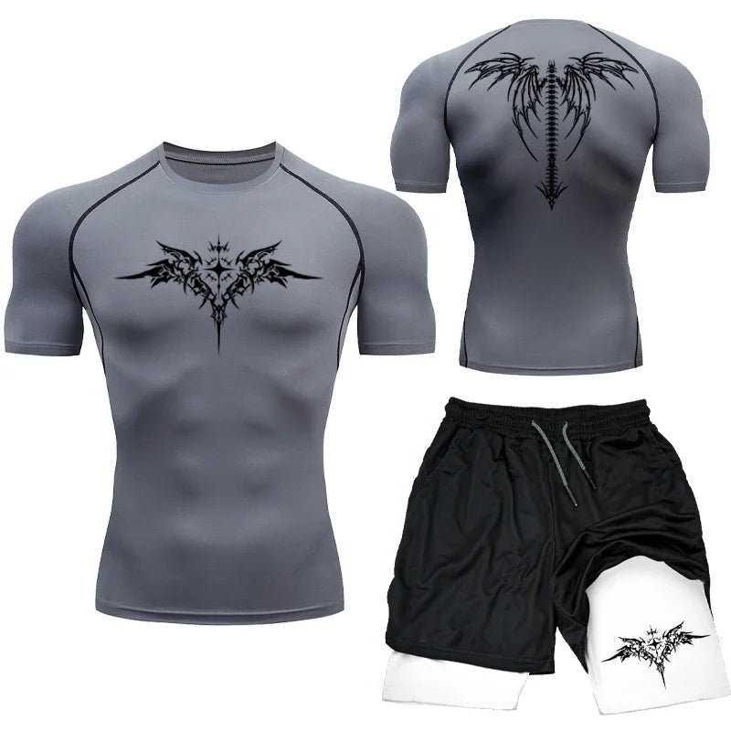 Men's MMA Boxing Compression Set – Quick-Dry Rashguard & Shorts