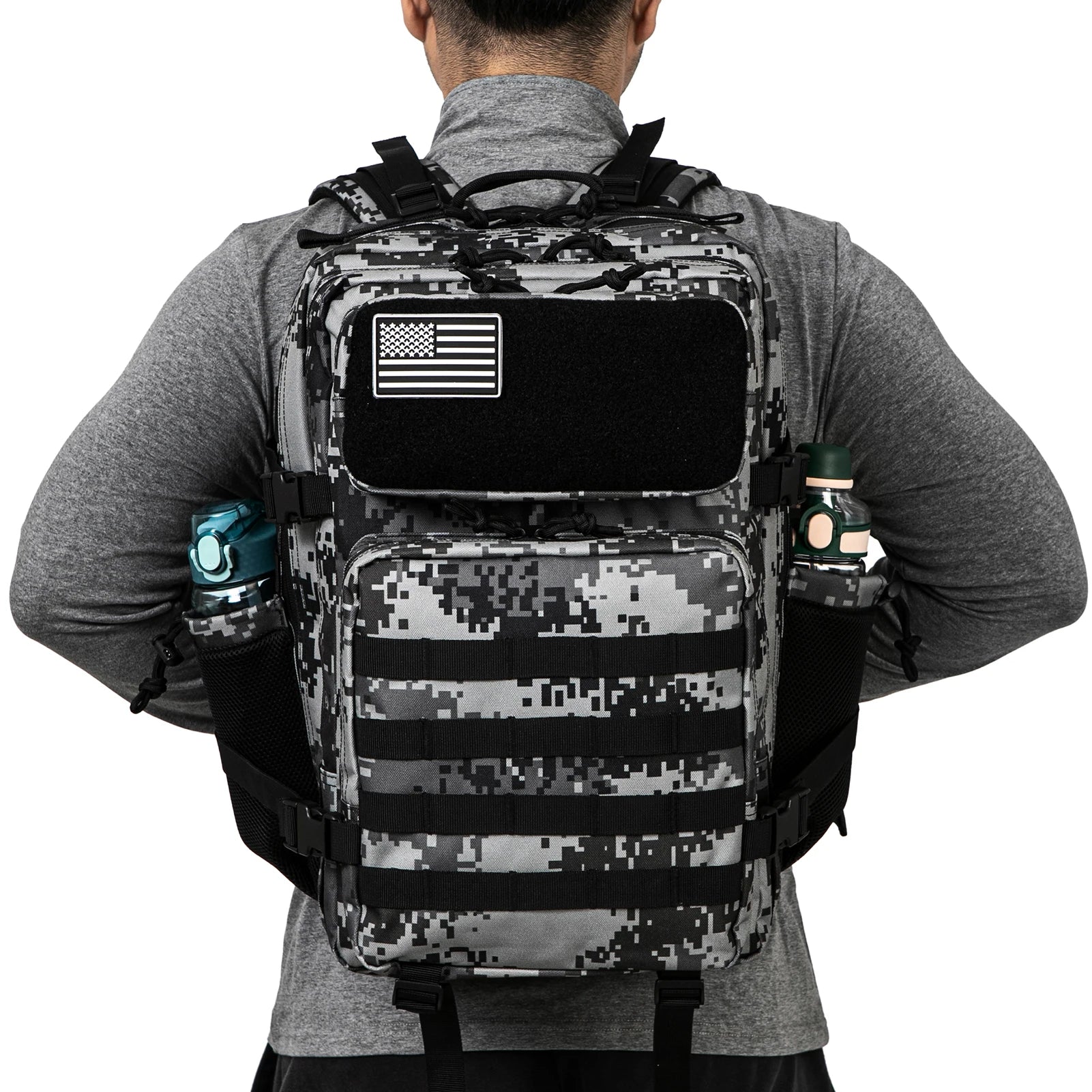 QT&QY 50L Tactical Backpack – MOLLE Survival Rucksack with Bottle Holder