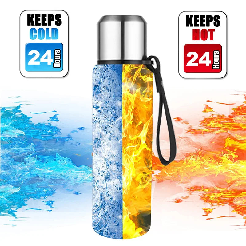 304 Stainless Steel Large-Capacity Thermos Bottle with Rope