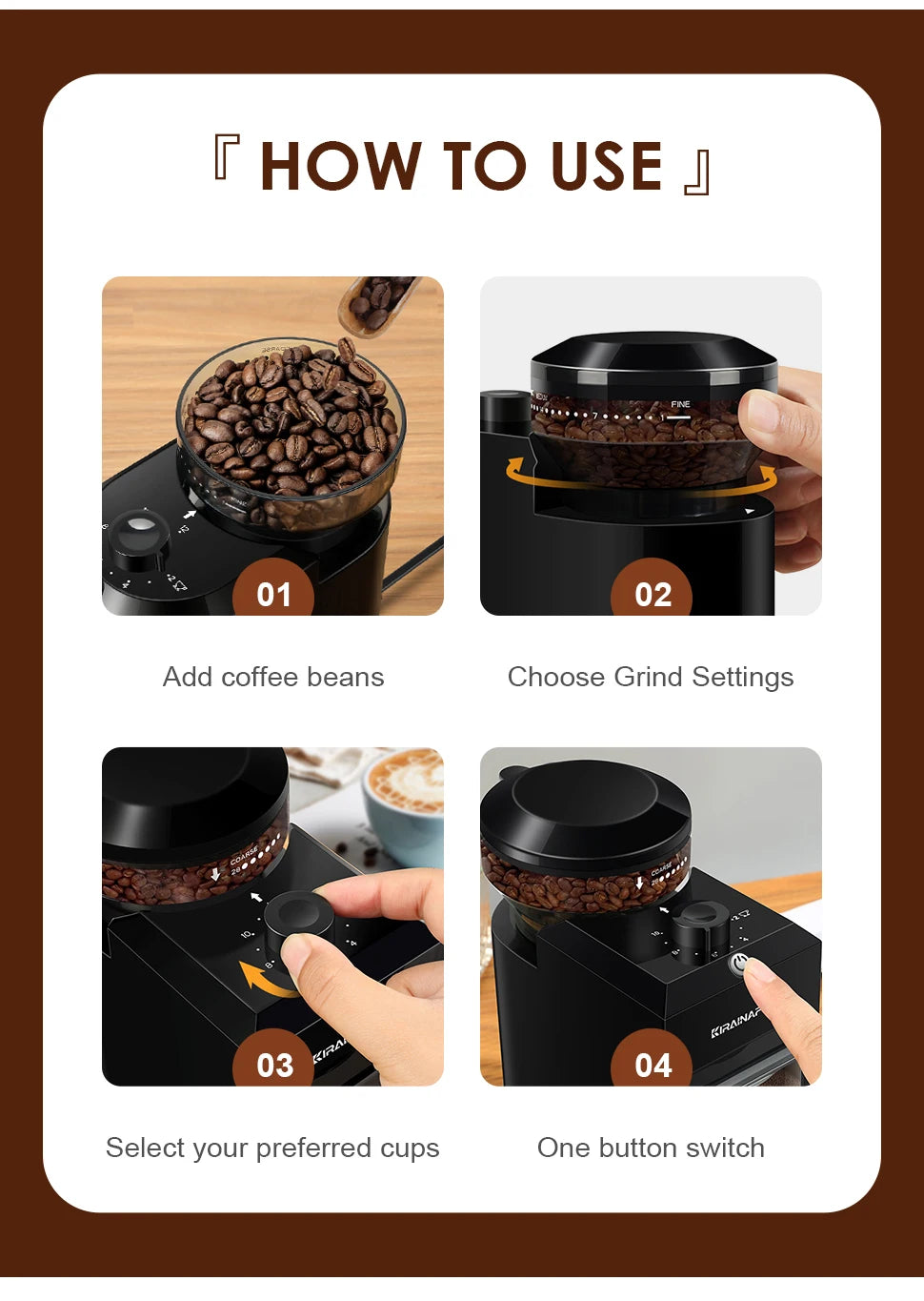 Automatic Burr Mill Coffee Grinder – 28-Setting Electric Coffee Bean Grinder