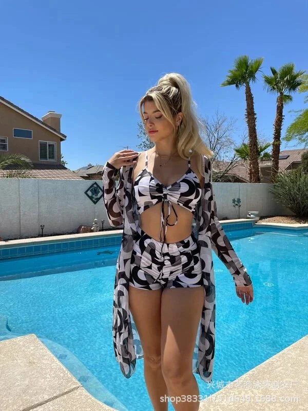 Summer Print Tankini Set – Push-Up 3-Piece Women’s Swimwear