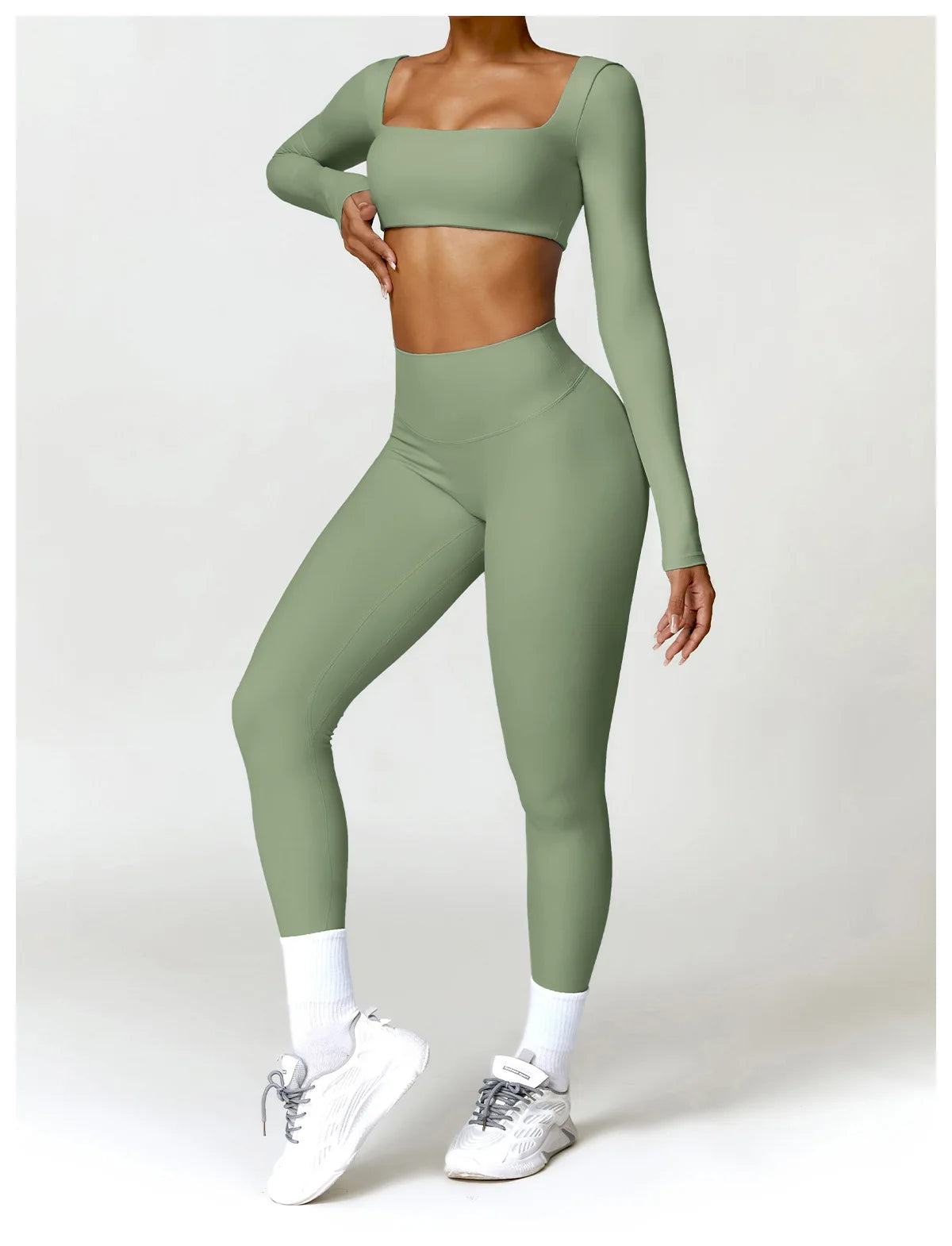 Women's 2PCS Quick-Dry Yoga Set – Long Sleeve Sports Shirt & Leggings