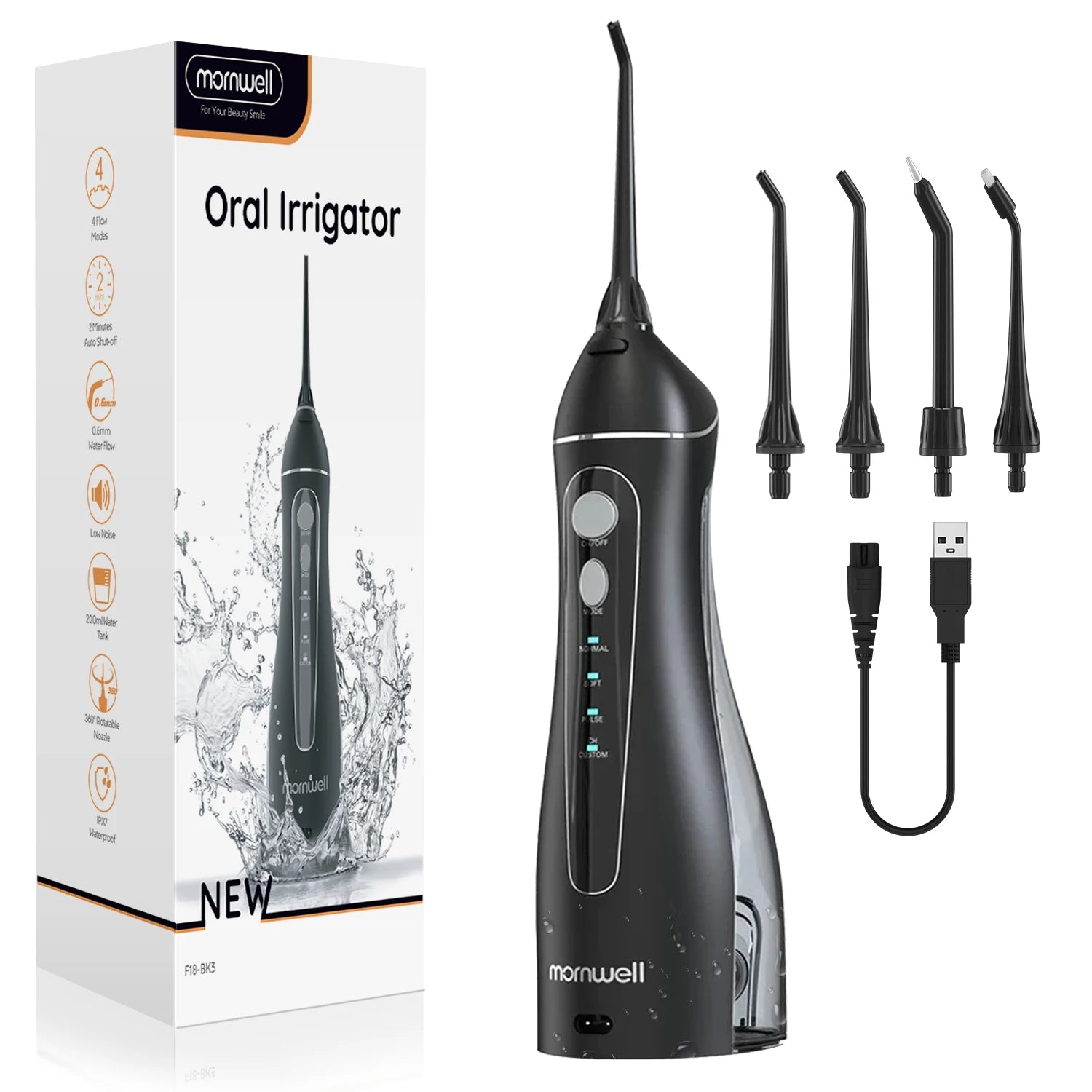 Mornwell Portable Oral Irrigator F18 Water Flosser: